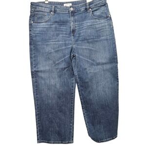 Liz Claiborne Plus Size 18W Wide Leg Jeans Parkside Wash Medium Blue Denim NWT